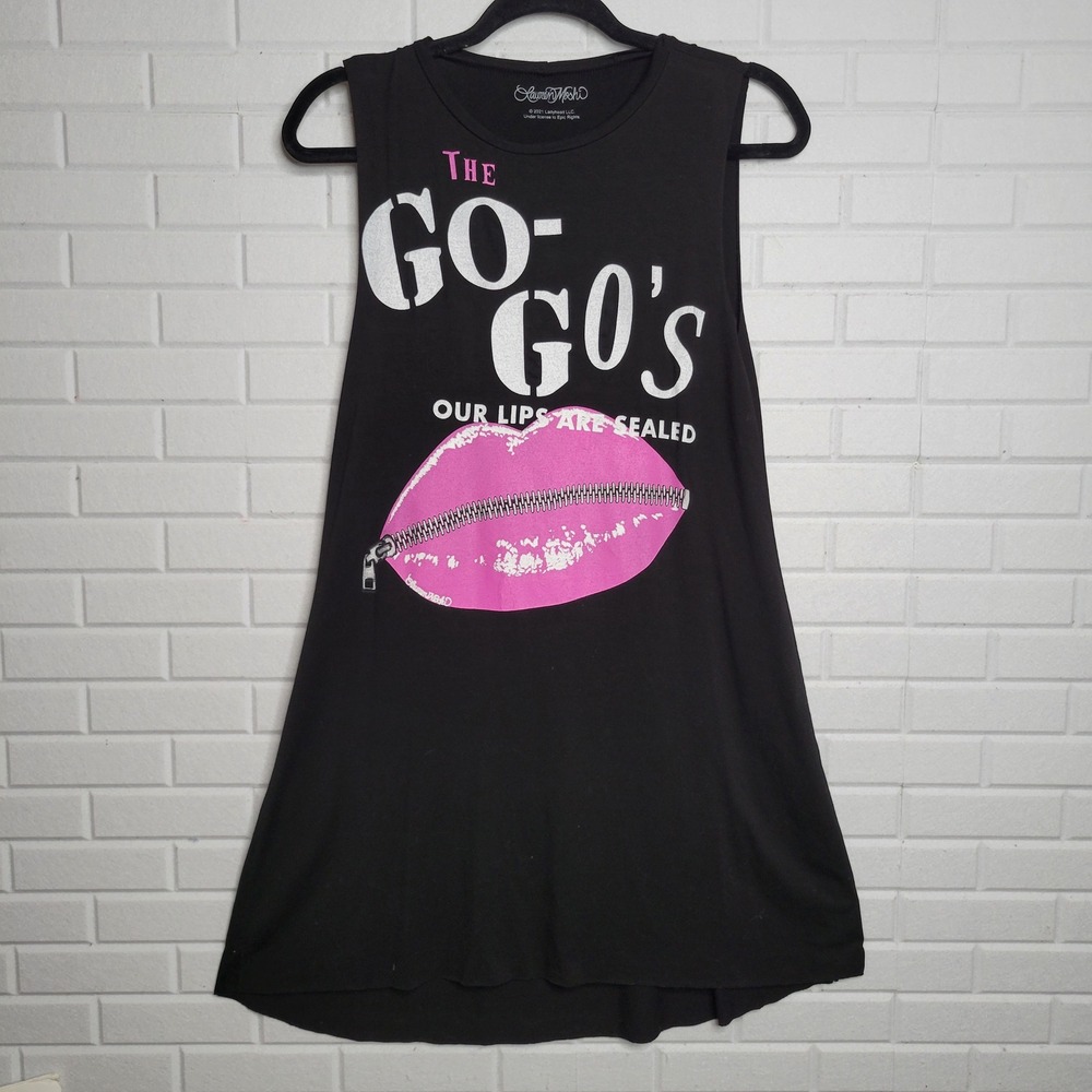 Lauren Moshi The Go-Go's Band Tee Deanna T-shirt Dress Sz S Our Lips Are Sealed - Picture 12 of 13